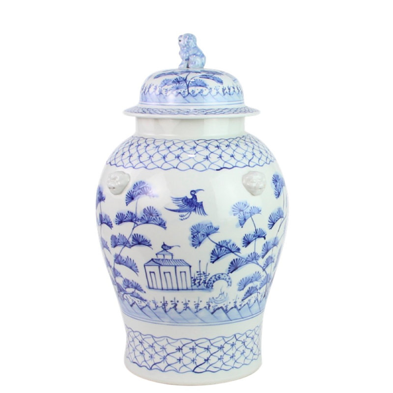 Handmade Porcelain China Jar, Blue