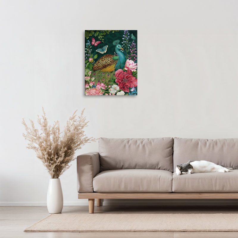 «Wild Garden Peacock», conception par Nicole Tamarin, H 20 po x l 16 po