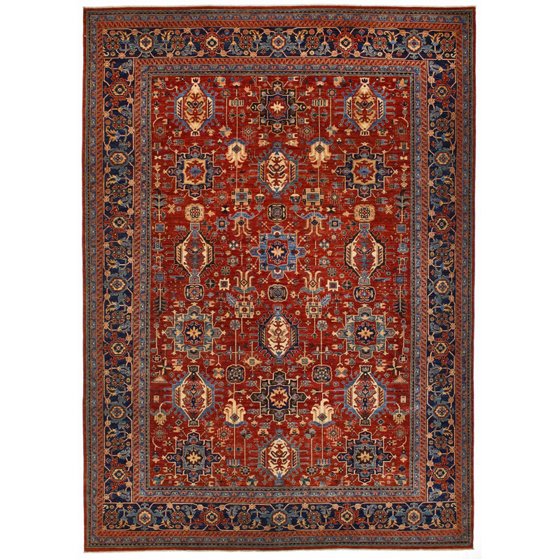 9x13 Red and Navy Traditional Rug