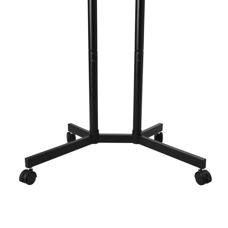 Chariot de télévision mobile à roulettes, support roulant réglable en hauteur pour écrans de 32 à 65 pouces, supporte jusqu'à 40 kg, compatible avec différentes tailles, en acier au carbone noir, idéal pour l'extérieur et plusieurs pièces.