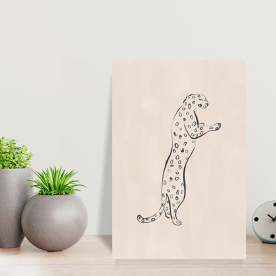 Elegant Spotted Leopard Minimalist Cat Animal Nature Wall Art Print