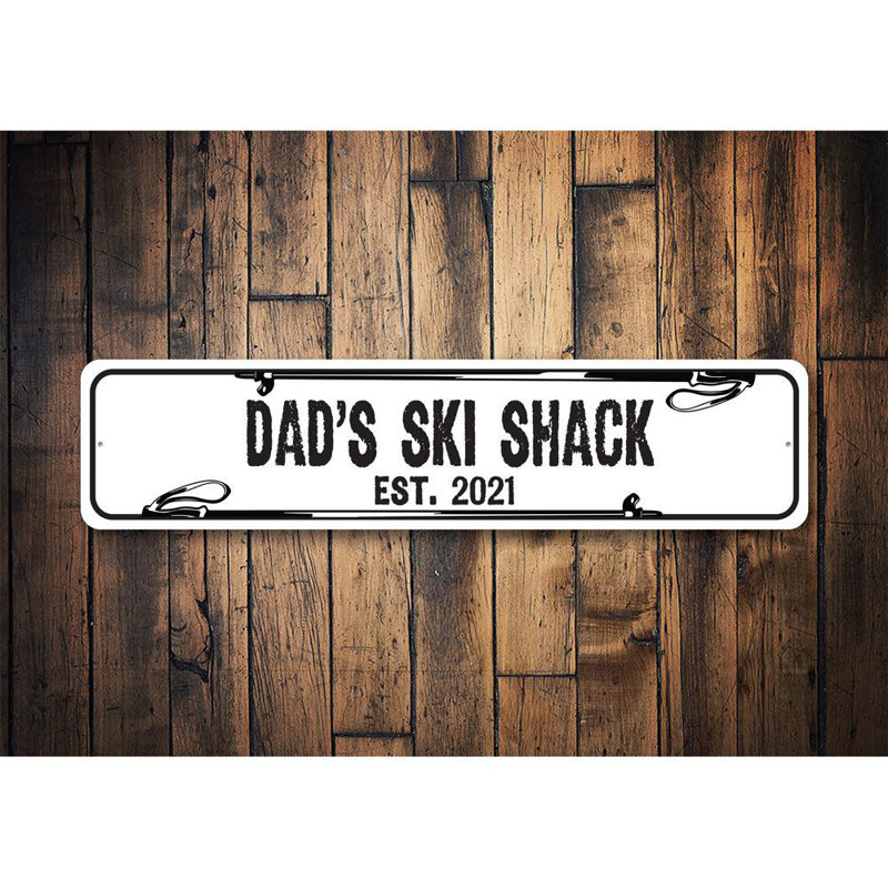 Ski Shack Aluminum Sign, 4" H x 18" W x 0.04" D