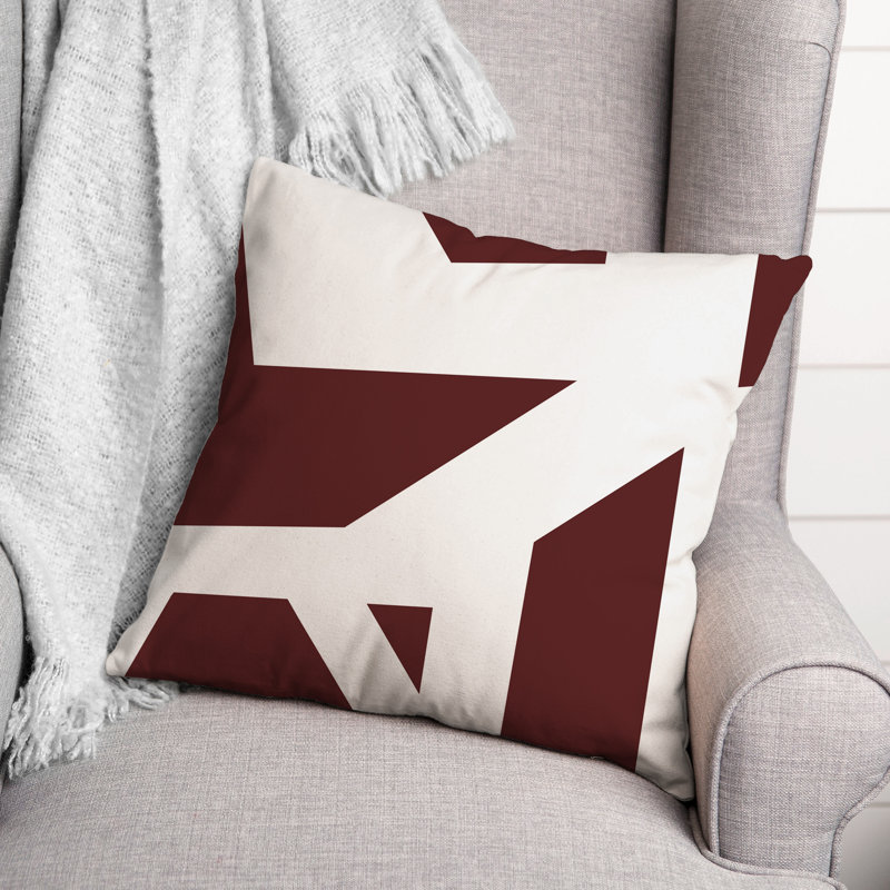 Geometric Outdoor Reversible Throw Pillow, 18" H x 18" W, Maroon