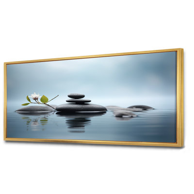 Blue Zen Serenity Of Spiritual Stones In Water II - Spiritual Stone Wall Art