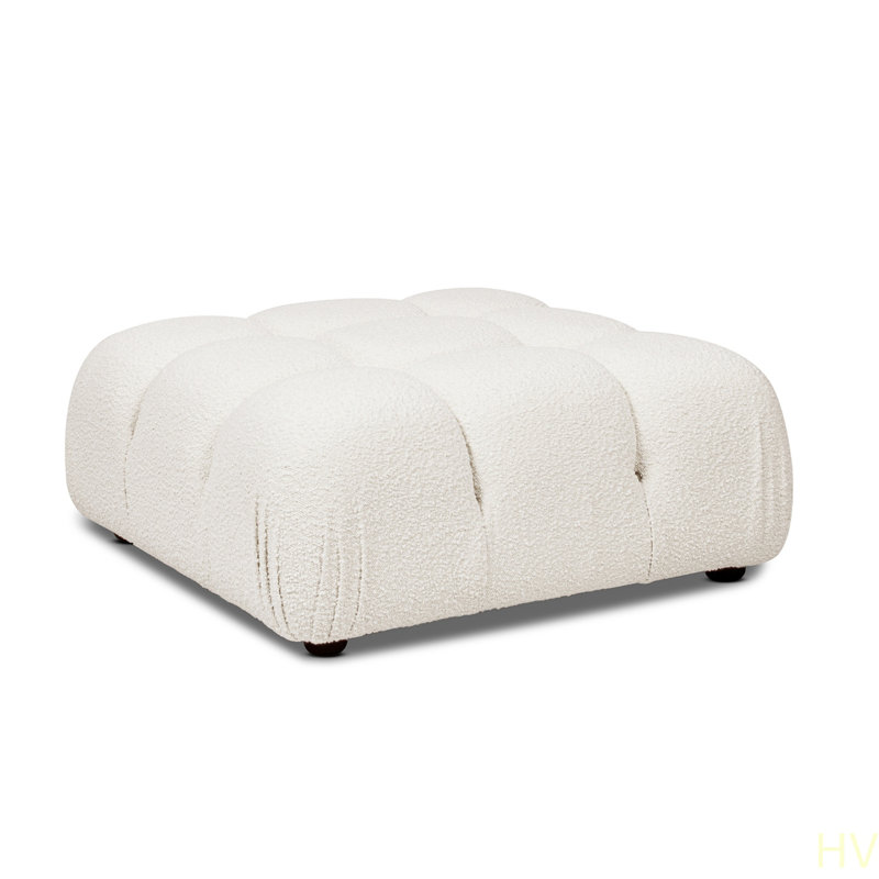 Marcel 36" Bubble Modular Modern Cocktail Ottoman,   Boucle, White Boucle