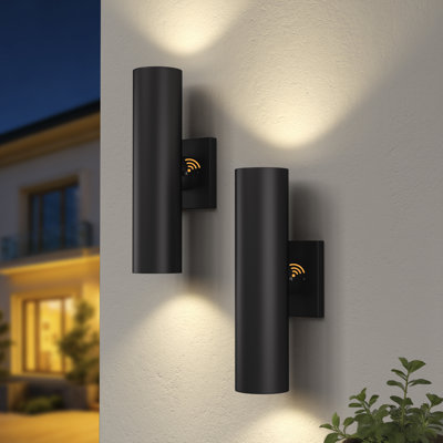 12''H LED Aluminum Black Outdoor Wall Light with Dusk To Dawn