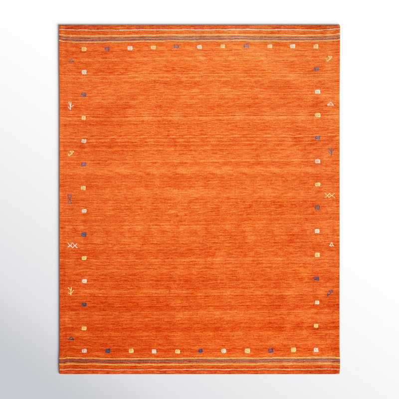 Danette Wool Rust Area Rug, Rectangle 2' x 3'
