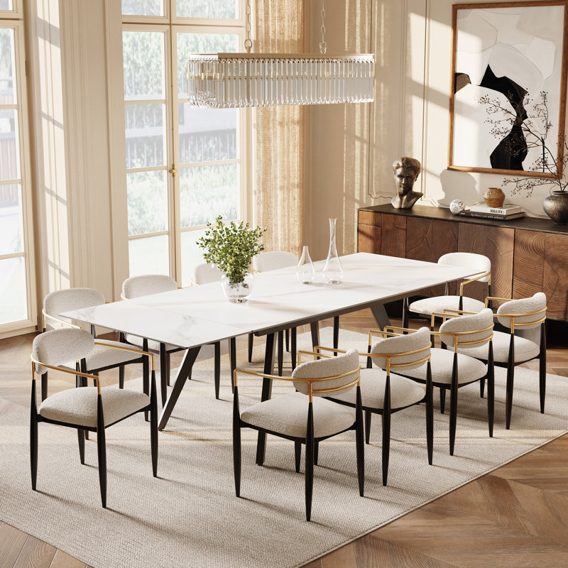 Moiser 63"-94.5" Extendable Rectangular Sintered Stone Dining Table Seat 6-10