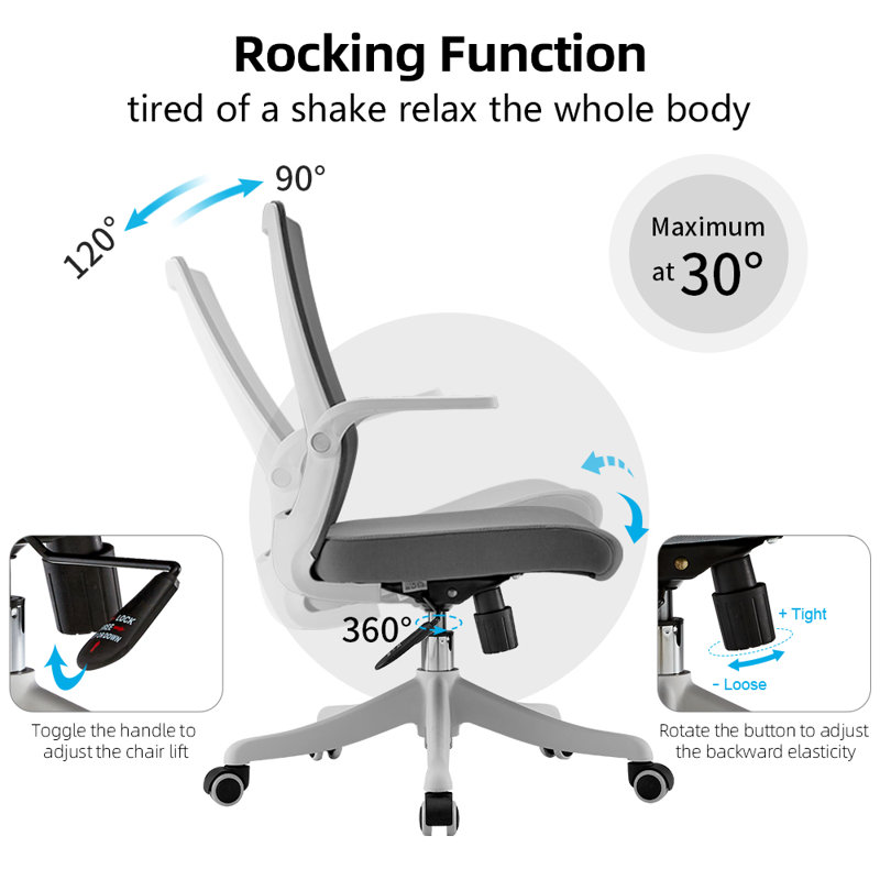 Gray Ergonomic Mesh Swivel Office Chair with Adjustable Arms