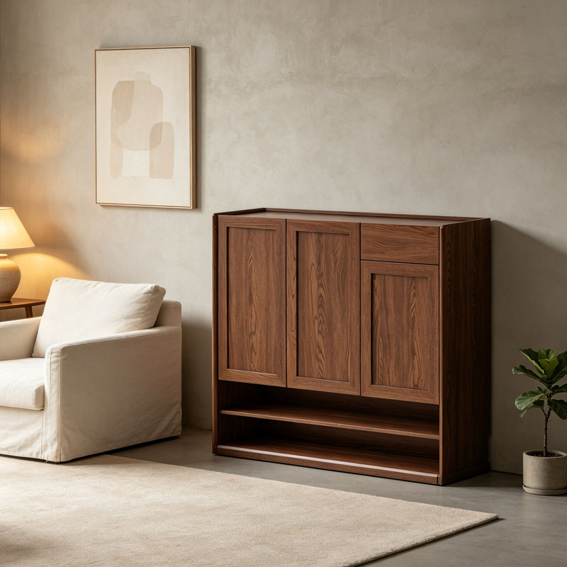 Rangement à chaussures de style européen pour balcon, Bois brun foncé