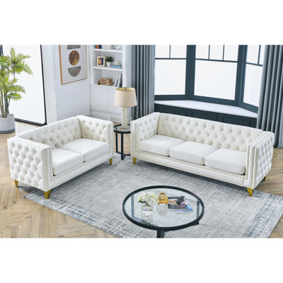 Velours beige 3 + 2, livraison rapide de notre entrepôt - Structure en velours beige 3 + 2