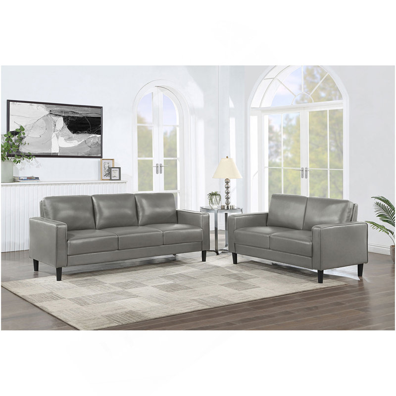 Farallone Grey 2-Piece Track Arm Sofa Set