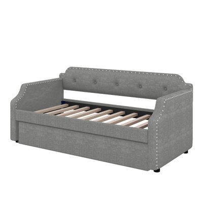 Twin Size Upholstered Daybed With Trundle by Latitude Run