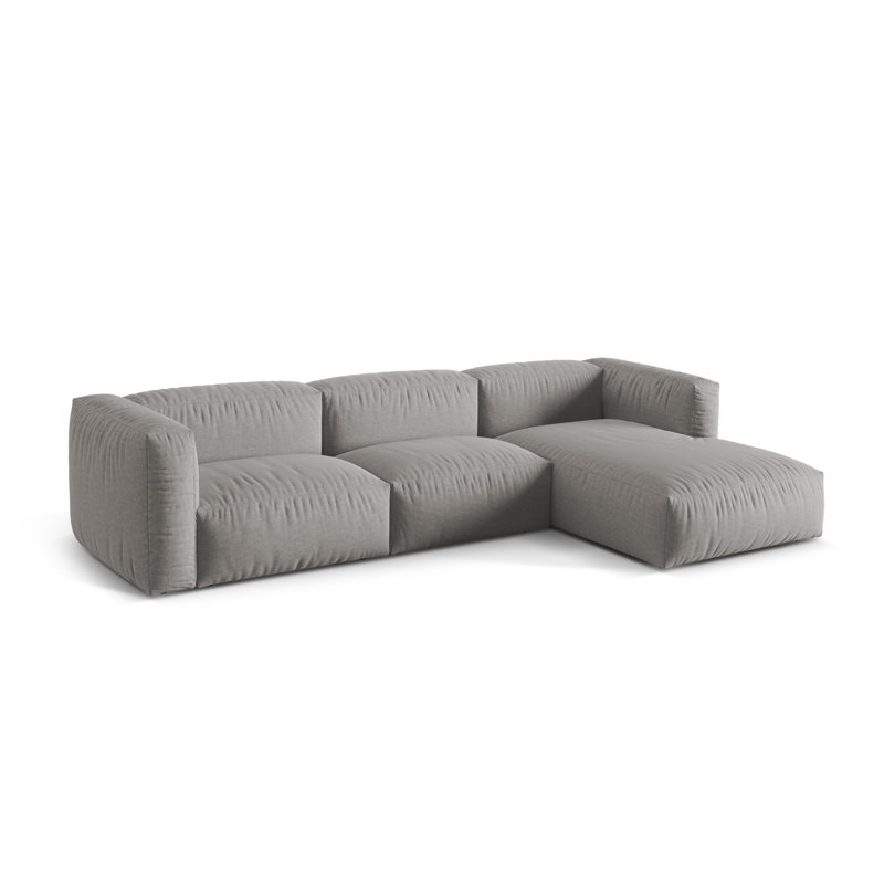 Carce 3 Seater Corner Sofa , Structured Fabric- Light Grey, Left-Hand Facing