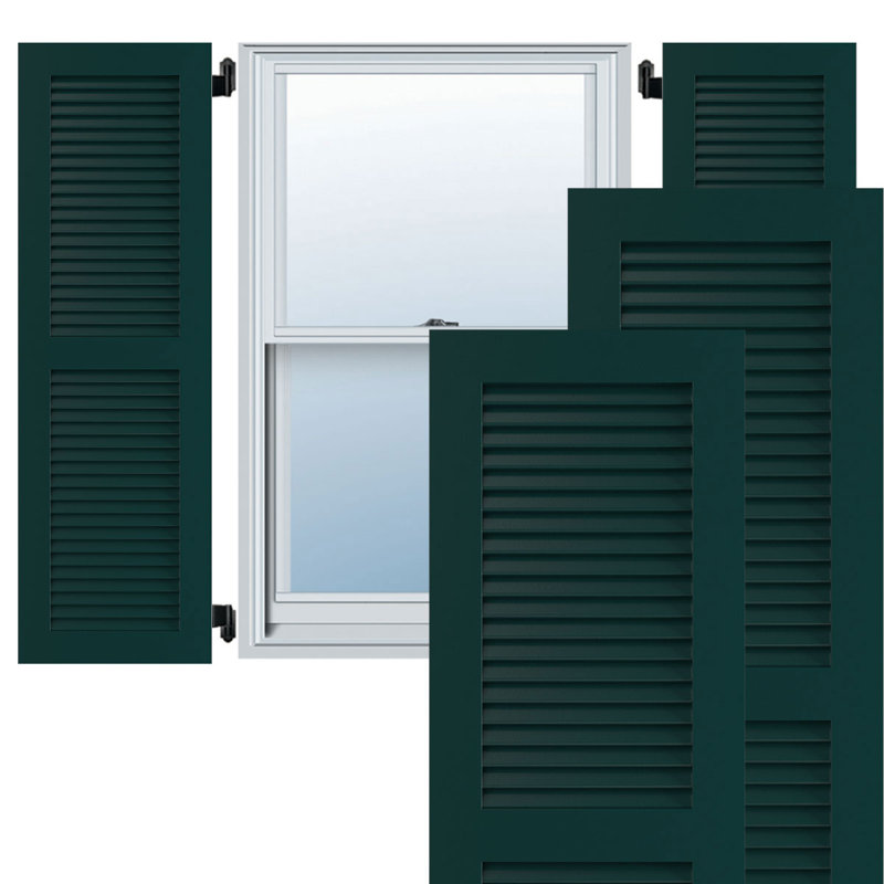 Deux volets à persiennes en PVC True Fit, Vert thermique, l 12 po x H 58 po, 18"