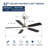 52 Inch Modern Nickel Ceiling Fan with LED Light and Remote Control - 6 Speed Reversible DC Motor, Low Profile Design