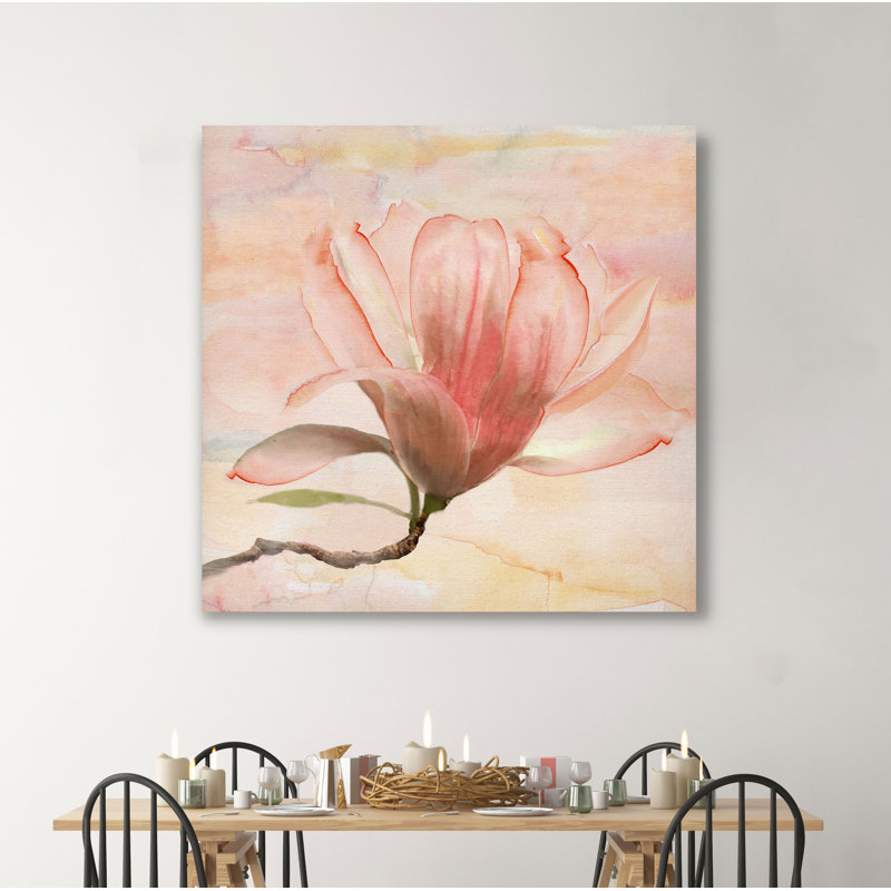 « rêvey magnolia i », peinture, H 24 po x l 24 po x P 1,5 po, Toile tendue
