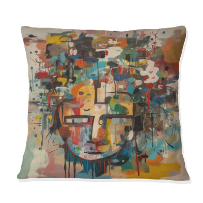 Abstract Face Portrait II - Abstract Liquid ink Printed Pillow
