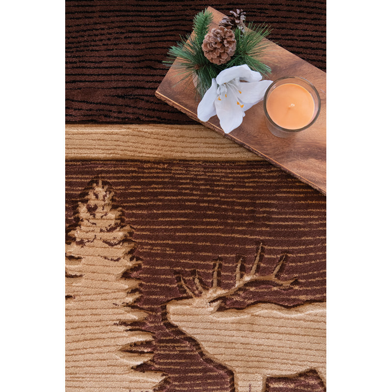 Tapis brun à imprimé animalier Escalante, Rectangle 7 pi 10 po x 10 pi 6 po
