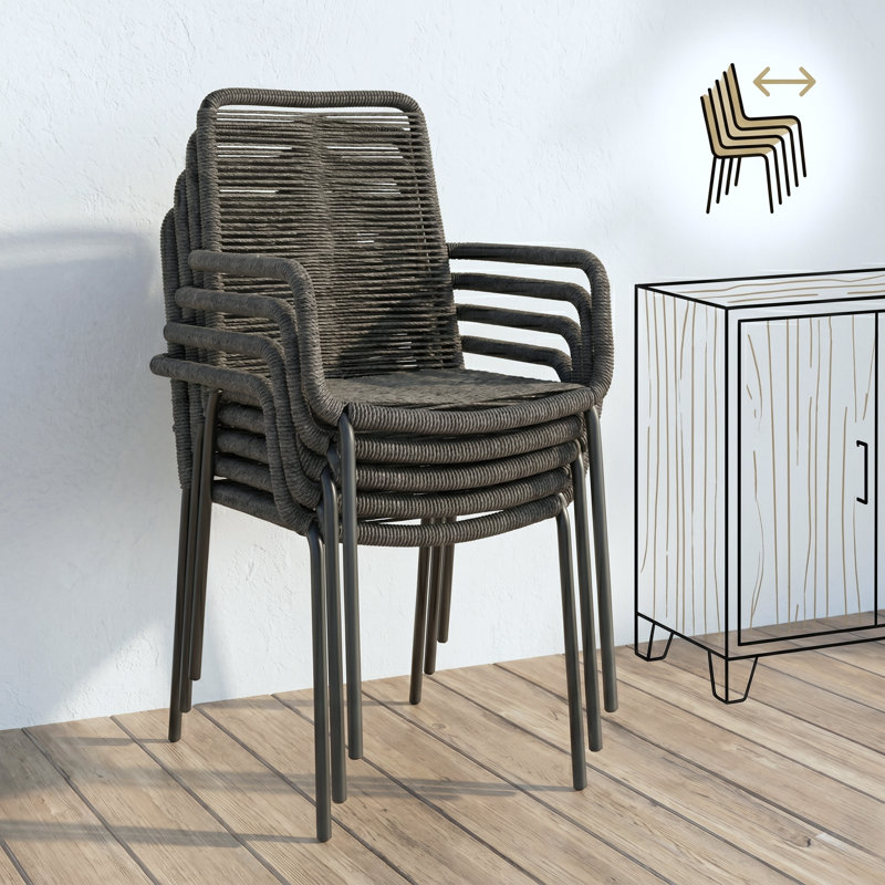 Palaio Chair Stacking Patio Dining Armchair , Gray