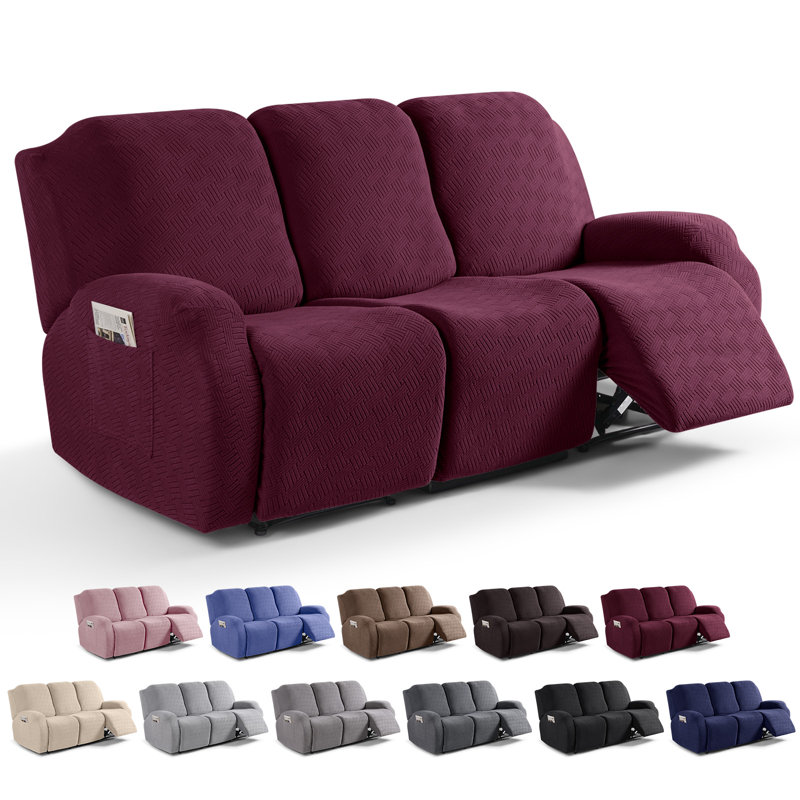 Couvre-fauteuil inclinable avec coussins élastiques pour enfants 3 pièces Wald, Bourgogne