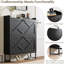 Armoire à chaussures avec 2 tiroirs rabattables, range-chaussures autoportant, armoire à chaussures avec pieds en métal, étagère à chaussures étroite, armoire à chaussures Farmhouse Slim pour vestibule, vestibule, couloir, noir-126355520