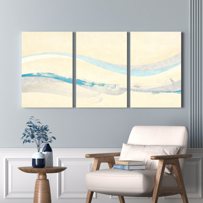 Ensemble de 3 tableaux abstraits sur toile tendue, motif vague
