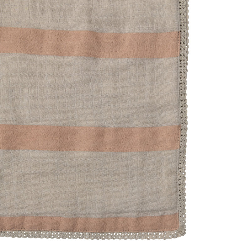 Couverture pour bébé à rayures en coton, Crème / rose