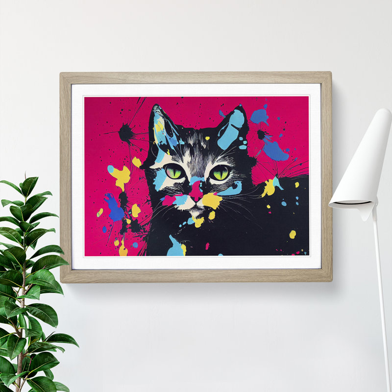 Cat Splashed Vol.1 Abstract - Framed Print, 34cm H x 46cm W x 2cm D, Oak Framed