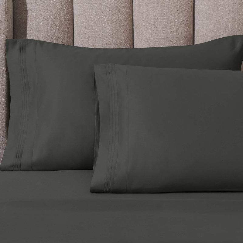 Taie d'oreiller en satin de coton égyptien de luxe à densité de tissage 1000 fils Arling, Taie d'oreiller très grande, Gris