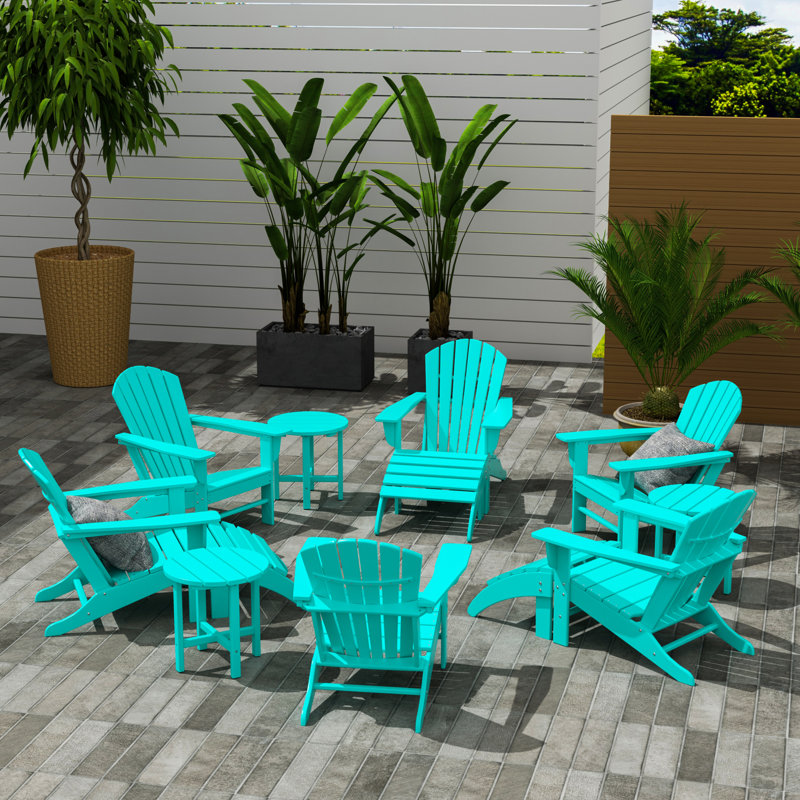 Altura Foldable Outdoor Adirondack Set, Turquoise