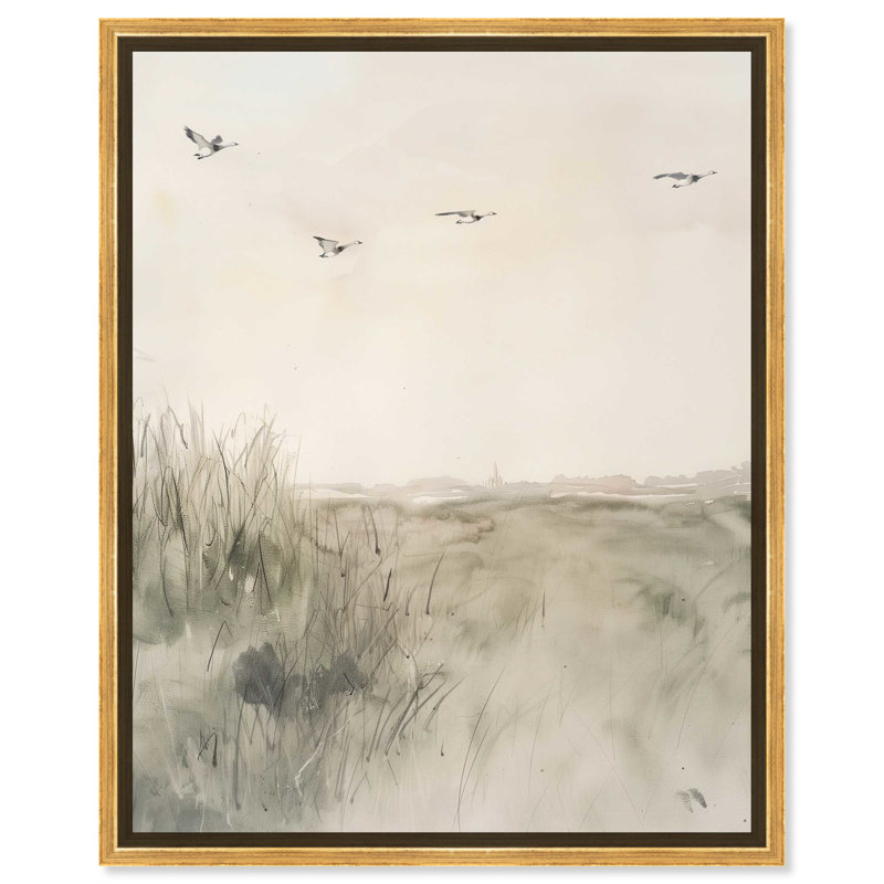 Gaviotas Gold Framed Abstract Canvas Wall Art, 20" x 16"
