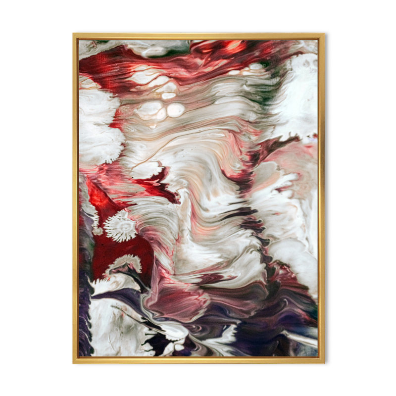 «Beautiful Mixed Abstract Fluid III», décoration murale moderne en toile, H 20 po x l 12 po x P 1 po, Cadre flottant doré