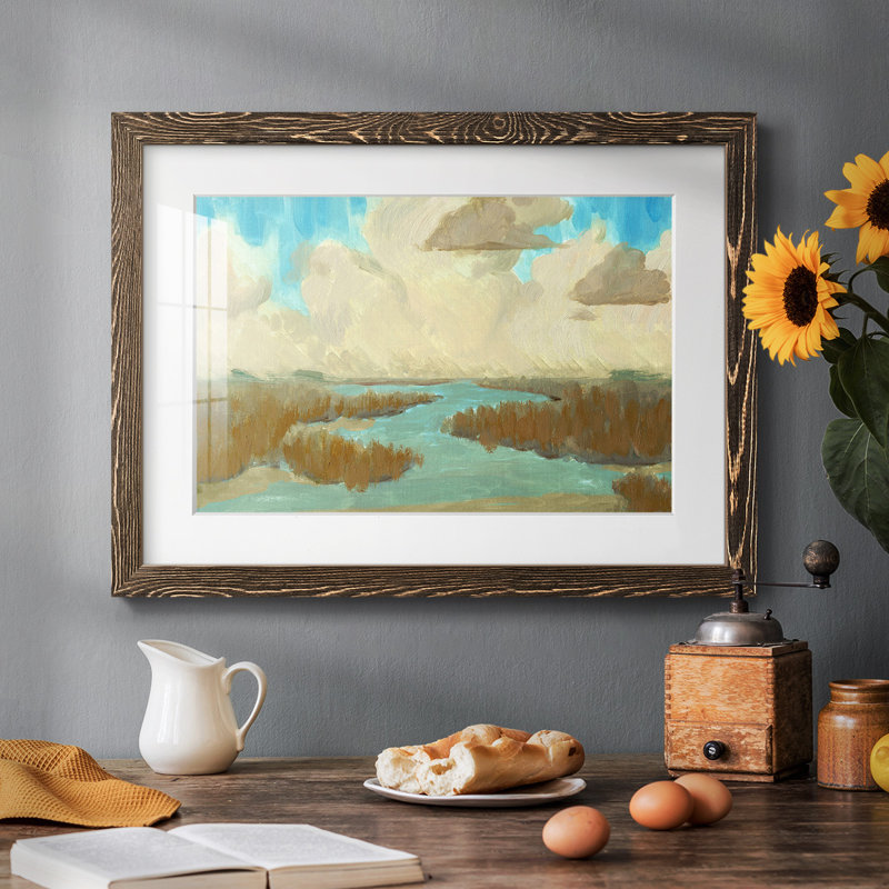 «Fripp Island Water I», reproduction encadrée rustique avec tableau mat, Noyer, H 18 po x l 26 po