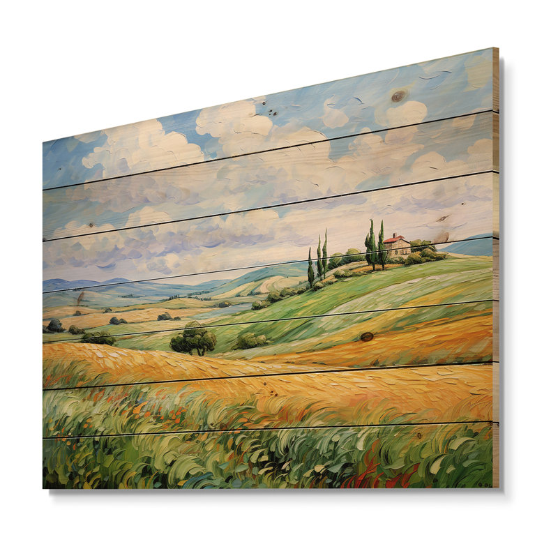 Vangogh Rolling Hills I sur impression sur bois, H 10 po x l 20 po x P 0,78 po