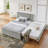 Full Size Upholstered Daybed with Vertical Channel Tufted Nailhead Trim Headboard, Underbed Storage Drawers & Pull-Out Trundle Bed, Chenille Upholstery, Gray-129744499