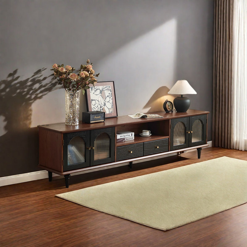 Meuble télé de luxe en bois massif de style français, 86.61"