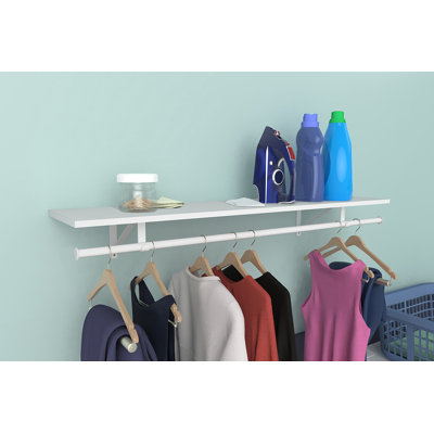Tablette murale avec tringle pour garde-robe