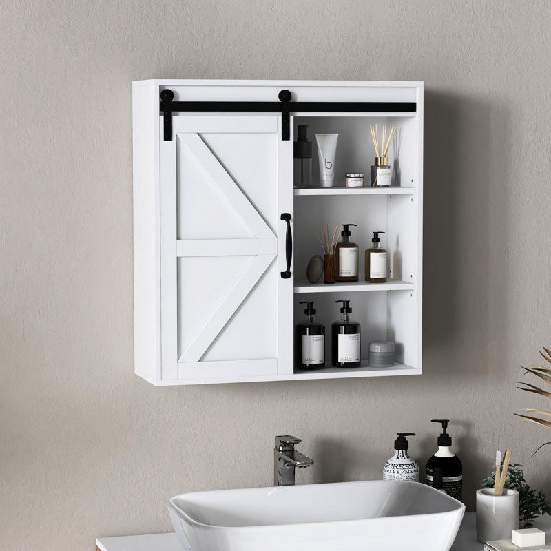 Armoire de salle de bain avec tablette réglable, blanc, option d'espace