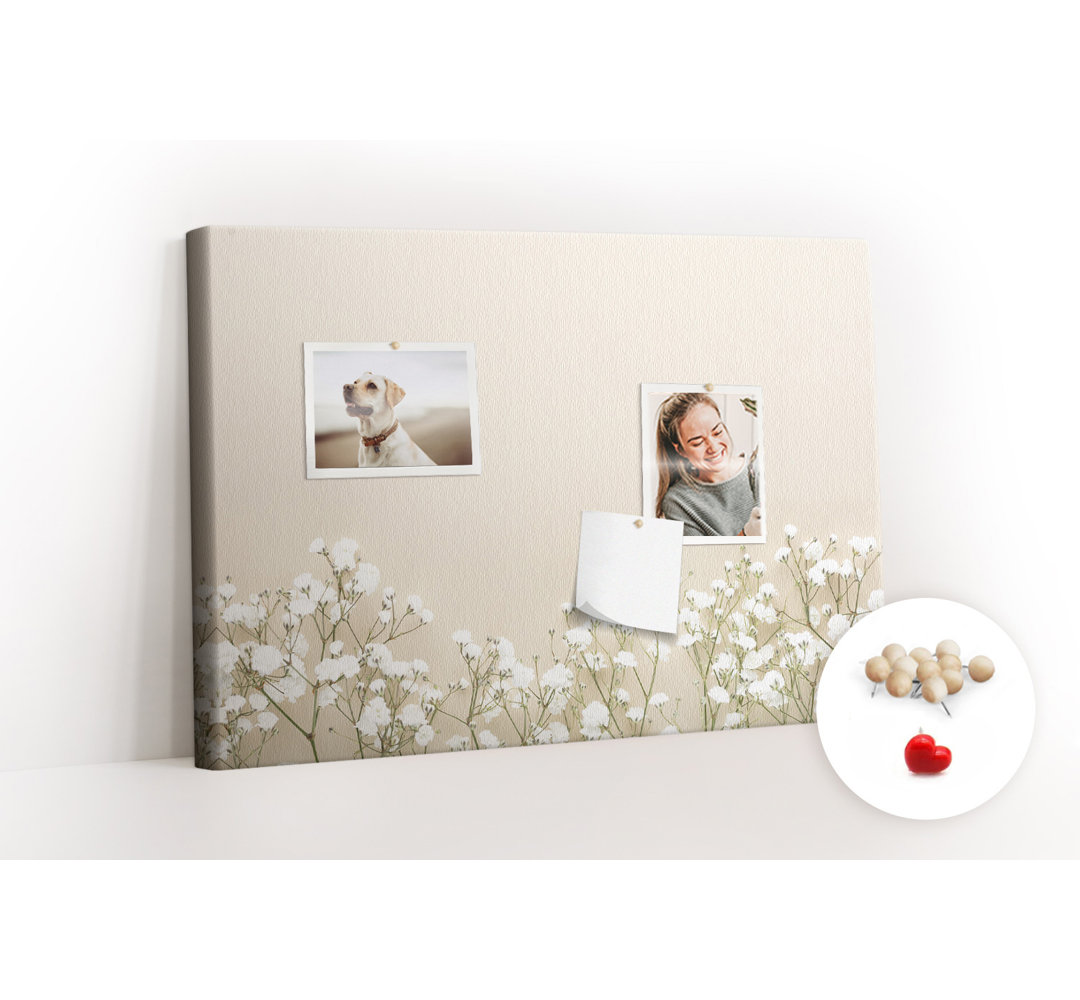 Wall Mounted bulletin board print decorative wall message pin boards home office corkboard Blooming flowers