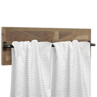 Autumn Alley Rustic Farmhouse Towel Rack – Stunning Barn Wood Farmhouse Bathroom Decor for Wall – Expertly Inlaid Wood with Matte Black Bar for