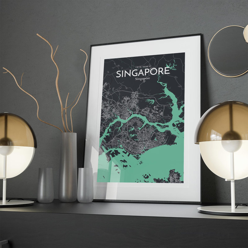 Singapore City Map In Dream - No Frame Print, 17cm H x 11cm W x 0.05cm D