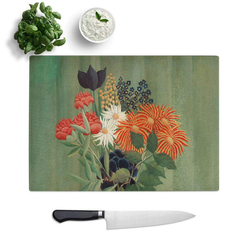Bouquet of Flowers Vol.2 by Henri Rousseau Chopping Board, 0.4cm H x 20cm W x 28.5cm L