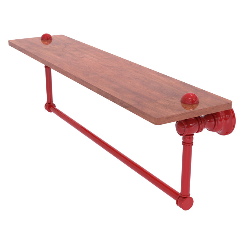 Tablette flottante avec barre à serviettes Carolina, H 7 po x l 22 po x P 5,54 po, Rouge pompier