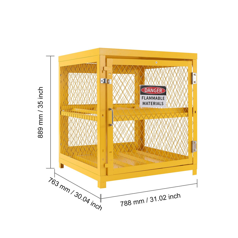 Cage de rangement de réservoir de propane horizontale jaune