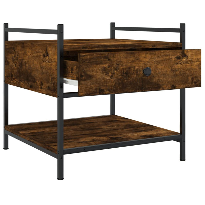 Four Leg Coffee Table with Storage, Smoked Oak