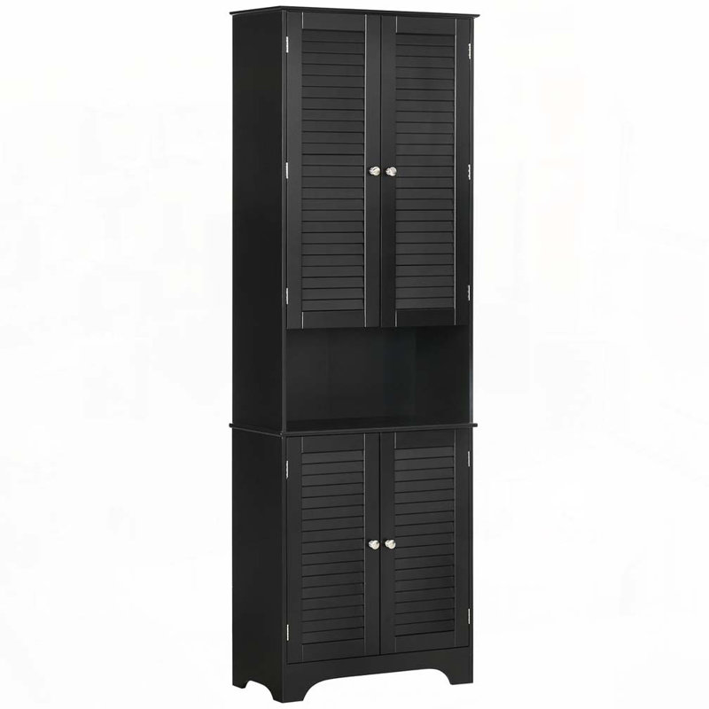 Armoire de rangement pour salle de bain avec portes et tablette réglable, Noir