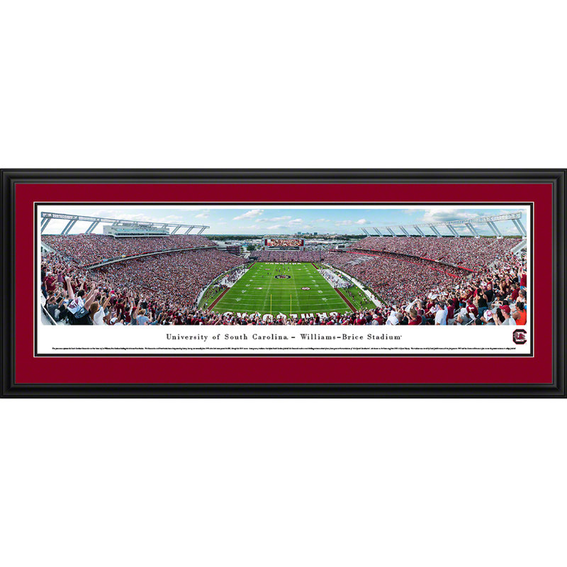 Impression panoramique de football South Carolina, H 13,5 po x l 40 po x P 0,38 po, Sans cadre