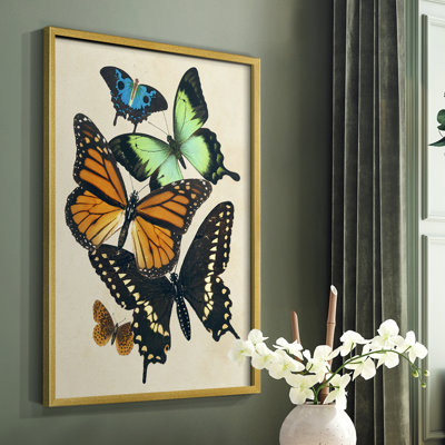 Collaged Butterflies I Framed Print - Solid Wood