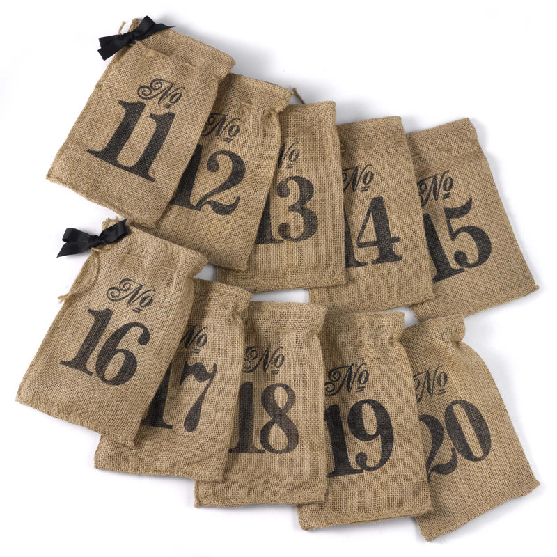 Numéro de table en jute, 11 à 20